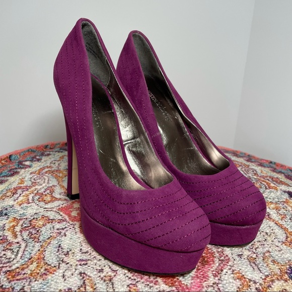 Fuchsia Microfiber Platform With Semi Block Heel - Picture 4 of 6
